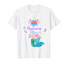 Load image into Gallery viewer, Girls Awesome Since 2015-5th Birthday Unicorn Mermaid Party T-Shirt