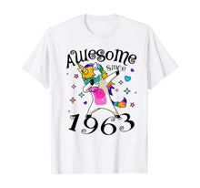 Load image into Gallery viewer, Women Dabbing Unicorn Awesome Since 1963 57th Birthday T-Shirt