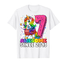 Load image into Gallery viewer, Awesome Since 2013 Flossing Unicorn Tutu 7th Birthday Gift T-Shirt