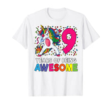 Load image into Gallery viewer, 9th Birthday Dabbing Unicorn Party Gift 9 Years Old Girls T-Shirt