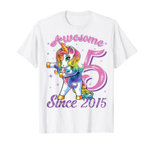 Load image into Gallery viewer, Awesome Since 2015 Flossing Unicorn 5th Birthday Gift Girls T-Shirt