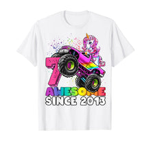 Load image into Gallery viewer, Awesome Since 2013 Unicorn Monster Truck 7th Birthday Gift T-Shirt