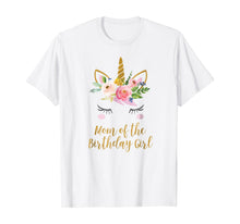 Load image into Gallery viewer, Floral Mom of the Birthday Girl Unicorn Shirt