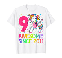 Load image into Gallery viewer, 9 Years Old 9th Birthday Unicorn Dabbing Shirt Girl Party T-Shirt