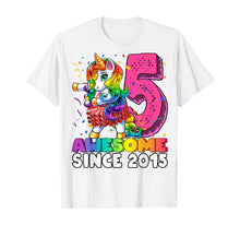 Load image into Gallery viewer, Awesome Since 2015 Flossing Unicorn Tutu 5th Birthday Gift T-Shirt