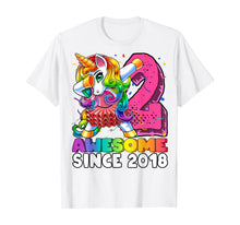 Load image into Gallery viewer, Awesome Since 2018 Dabbing Unicorn Tutu 2nd Birthday Gift T-Shirt