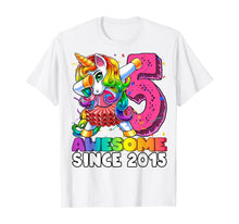 Load image into Gallery viewer, Awesome Since 2015 Dabbing Unicorn Tutu 5th Birthday Gift T-Shirt