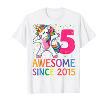 Load image into Gallery viewer, Awesome Since 2015 Dabbing Unicorn 5th Birthday Gift Girls T-Shirt