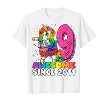 Load image into Gallery viewer, Awesome Since 2011 Flossing Unicorn Tutu 9th Birthday Gift T-Shirt