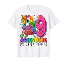 Load image into Gallery viewer, Awesome Since 2011 Dabbing Unicorn Tutu 9th Birthday Gift T-Shirt