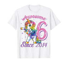 Load image into Gallery viewer, Awesome Since 2014 Flossing Unicorn 6th Birthday Gift Girls T-Shirt