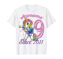 Load image into Gallery viewer, Awesome Since 2011 Flossing Unicorn 9th Birthday Gift Girls T-Shirt