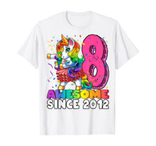 Load image into Gallery viewer, Awesome Since 2012 Flossing Unicorn Tutu 8th Birthday Gift T-Shirt