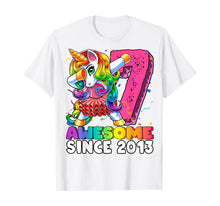 Load image into Gallery viewer, Awesome Since 2013 Dabbing Unicorn Tutu 7th Birthday Gift T-Shirt