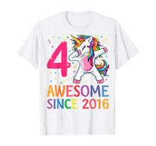 Load image into Gallery viewer, 4 Years Old 4th Birthday Unicorn Dabbing Shirt Girl Party T-Shirt