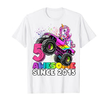 Load image into Gallery viewer, Awesome Since 2015 Unicorn Monster Truck 5th Birthday Gift T-Shirt