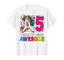 Load image into Gallery viewer, 5th Birthday Dabbing Unicorn Party Gift 5 Years Old Girls T-Shirt