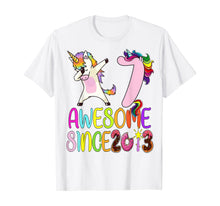 Load image into Gallery viewer, 7 year 7th birthday party dabbing unicorn awesome since 2013 T-Shirt
