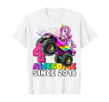 Load image into Gallery viewer, Awesome Since 2016 Unicorn Monster Truck 4th Birthday Gift T-Shirt