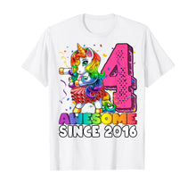 Load image into Gallery viewer, Awesome Since 2016 Flossing Unicorn Tutu 4th Birthday Gift T-Shirt