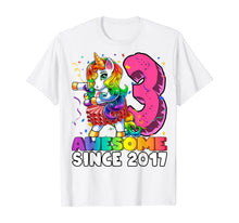 Load image into Gallery viewer, Awesome Since 2017 Flossing Unicorn Tutu 3rd Birthday Gift T-Shirt