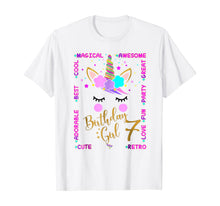 Load image into Gallery viewer, Unicorn 7th Birthday girl t-shirt Seven years old Kids Gift