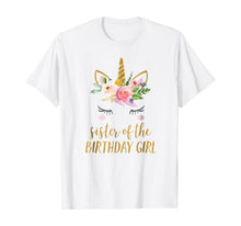 Load image into Gallery viewer, Floral Sister of the Birthday Girl Unicorn Shirt