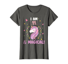 Load image into Gallery viewer, I am 11 &amp; Magical Happy Birthday 11 Years Old Unicorn tee T-Shirt