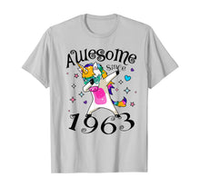 Load image into Gallery viewer, Women Dabbing Unicorn Awesome Since 1963 57th Birthday T-Shirt