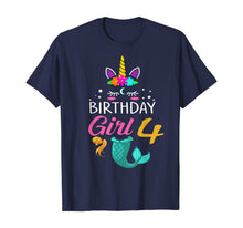 Load image into Gallery viewer, 4th Birthday Girl Unicorn Shirt Mermaid Tail 4 Years Old Tee
