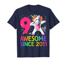 Load image into Gallery viewer, 9 Years Old 9th Birthday Unicorn Dabbing Shirt Girl Party T-Shirt