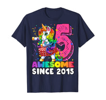 Load image into Gallery viewer, Awesome Since 2015 Flossing Unicorn Tutu 5th Birthday Gift T-Shirt