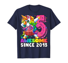 Load image into Gallery viewer, Awesome Since 2015 Dabbing Unicorn Tutu 5th Birthday Gift T-Shirt