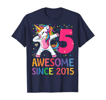 Load image into Gallery viewer, Awesome Since 2015 Dabbing Unicorn 5th Birthday Gift Girls T-Shirt