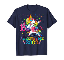 Load image into Gallery viewer, Awesome Since 2002 Dabbing Unicorn 18th Birthday Gift Girls T-Shirt