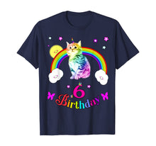 Load image into Gallery viewer, cool cute unique six 6th birthday tee shirt unicorn cat tee T-Shirt