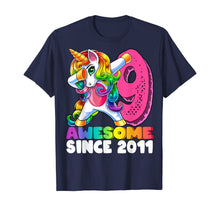 Load image into Gallery viewer, Awesome Since 2011 Dabbing Unicorn 9th Birthday Gift Girls T-Shirt