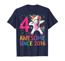 Load image into Gallery viewer, 4 Years Old 4th Birthday Unicorn Dabbing Shirt Girl Party T-Shirt
