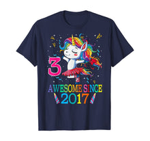 Load image into Gallery viewer, 3rd Birthday Unicorn Awesome Since 2017 T-Shirt