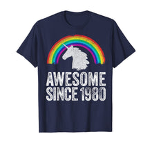 Load image into Gallery viewer, 1980 40th Birthday Gift Unicorn Rainbow 40 Years Old Women T-Shirt