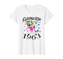 Load image into Gallery viewer, Women Dabbing Unicorn Awesome Since 1963 57th Birthday T-Shirt
