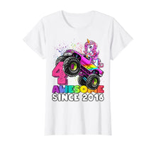 Load image into Gallery viewer, Awesome Since 2016 Unicorn Monster Truck 4th Birthday Gift T-Shirt