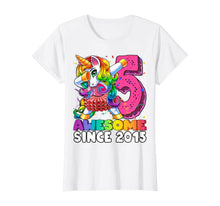 Load image into Gallery viewer, Awesome Since 2015 Dabbing Unicorn Tutu 5th Birthday Gift T-Shirt