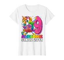Load image into Gallery viewer, Awesome Since 2011 Dabbing Unicorn Tutu 9th Birthday Gift T-Shirt