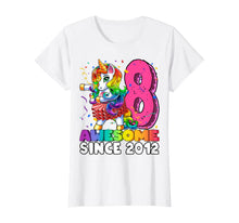 Load image into Gallery viewer, Awesome Since 2012 Flossing Unicorn Tutu 8th Birthday Gift T-Shirt