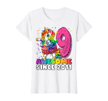 Load image into Gallery viewer, Awesome Since 2011 Flossing Unicorn Tutu 9th Birthday Gift T-Shirt