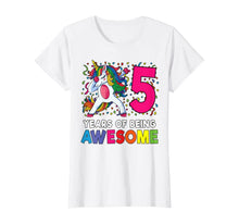 Load image into Gallery viewer, 5th Birthday Dabbing Unicorn Party Gift 5 Years Old Girls T-Shirt