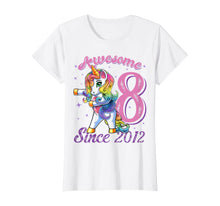 Load image into Gallery viewer, Awesome Since 2012 Flossing Unicorn 8th Birthday Gift Girls T-Shirt