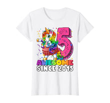 Load image into Gallery viewer, Awesome Since 2015 Flossing Unicorn Tutu 5th Birthday Gift T-Shirt