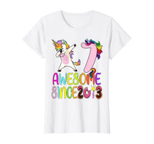 Load image into Gallery viewer, 7 year 7th birthday party dabbing unicorn awesome since 2013 T-Shirt